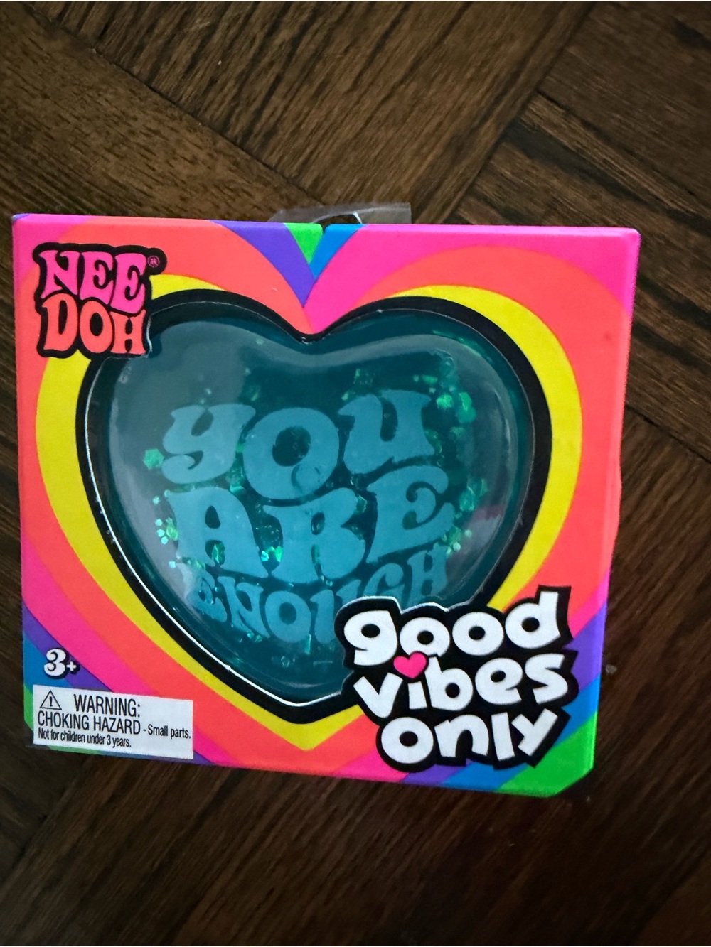 Nee Doh Kids 'You Are Enough' Teal Heart Squishy - Good Vibes Only